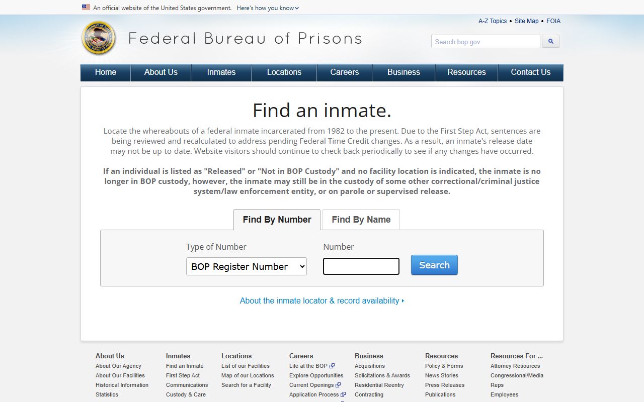Federal BOP inmate locator for the Choctaw County inmate population in federal custody